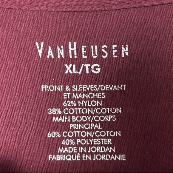Van Heusen Burgundy Lace Front Tee Shirt XL - Picture 4 of 4